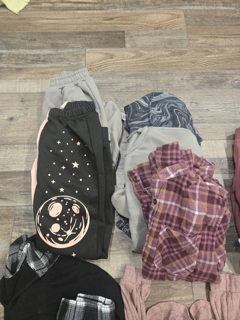 7, 8, 7/8 Mixed Girl's Clothing Bundle Sweatpants Flannel 2 Piece Outfits Jacket
